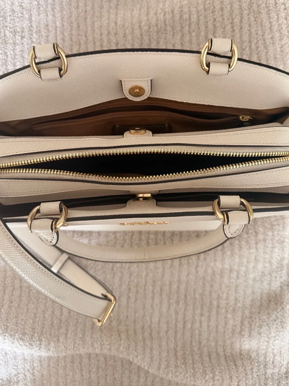 Coach Chalk Pebble Leather Dome Satchel with Gold Hardware